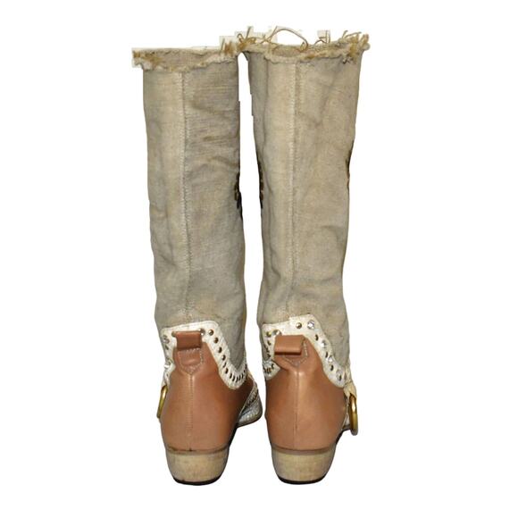 C0 EL VAQUERO Python & Canvas Gold Multi Embroidery Crystals & Studs Boots Sz 36 - Picture 8 of 11